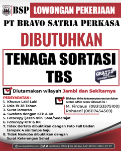 Lowongan Tenaga Sortasi TBS