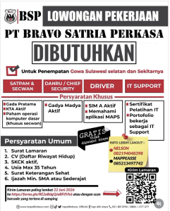 Lowongan BSP di Kab. Gowa Sulsel